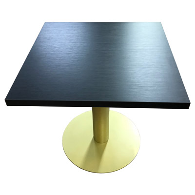 XXL Tisch Gold aus Stahl mit Grundplatte, Bein, Schrauben